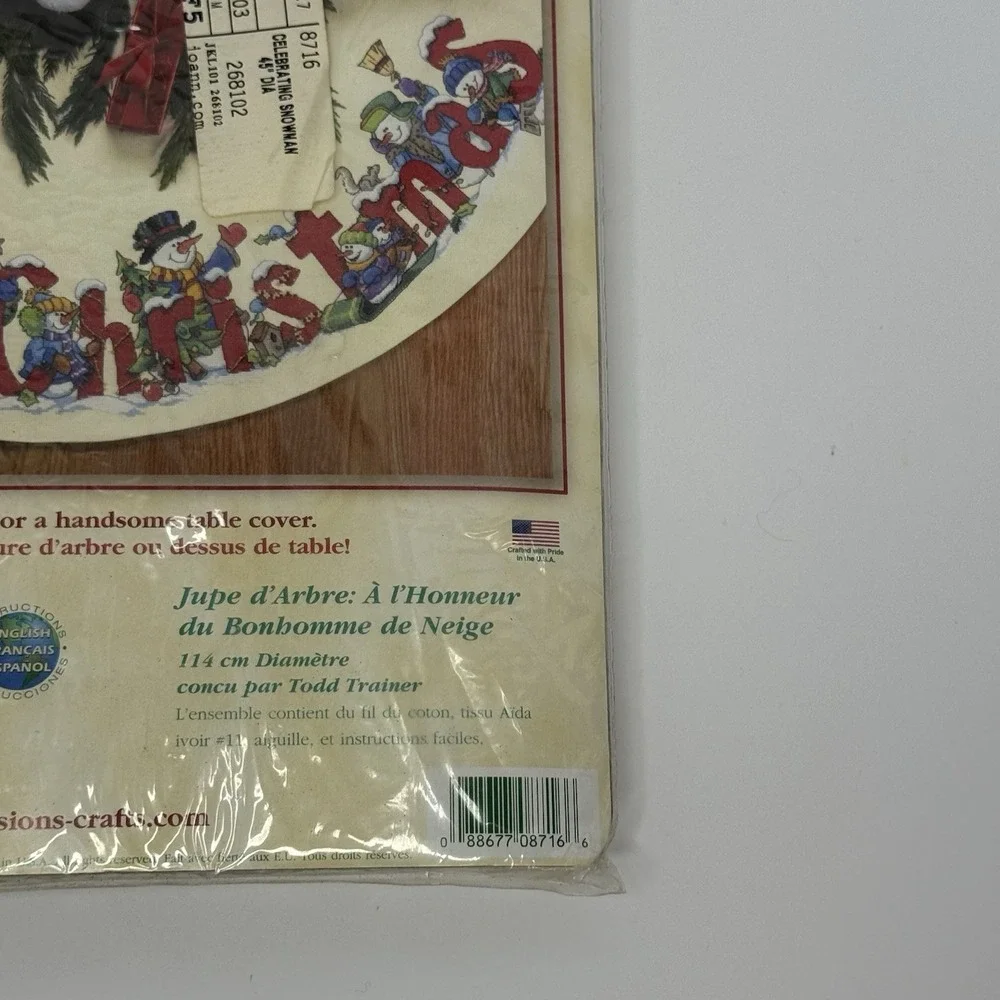 Dimensions Counted Cross Stitch Kit #8716 Celebrating Snowmen Tree Skirt